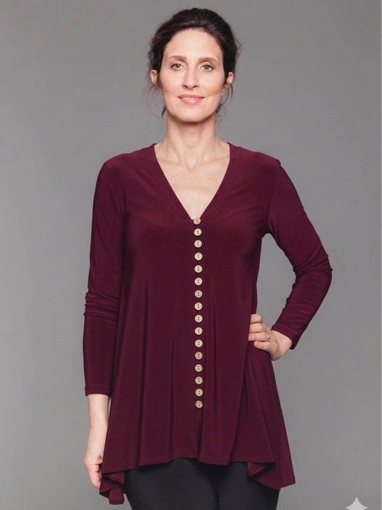 Sympli Tops - Sympli Duo Diva Tunic Top Size 16 Burgundy